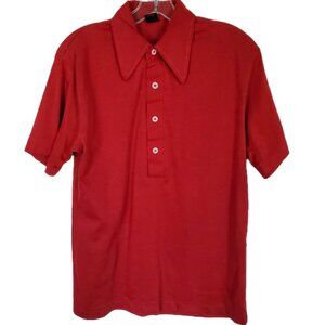 Vintage 1960s Red Polo Shirt Dagger Collar Size M